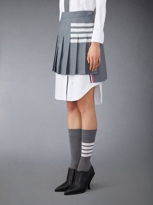 PLAIN WEAVE 4-BAR MINI PLEATED SKIRT