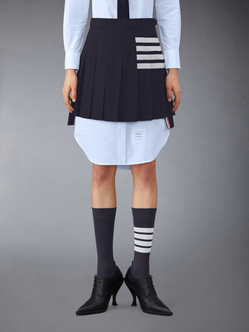 PLAIN WEAVE 4-BAR MINI PLEATED SKIRT