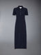 CLASSIC COTTON PIQUE CENTER BACK STRIPE MAXI POLO SHIRTDRESS - NAVY