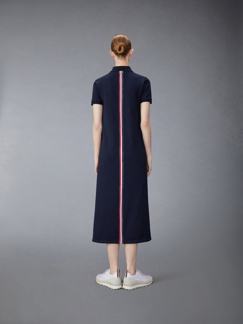 CLASSIC COTTON PIQUE CENTER BACK STRIPE MAXI POLO SHIRTDRESS