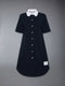 COTTON PIQUE SHIRT DRESS - NAVY