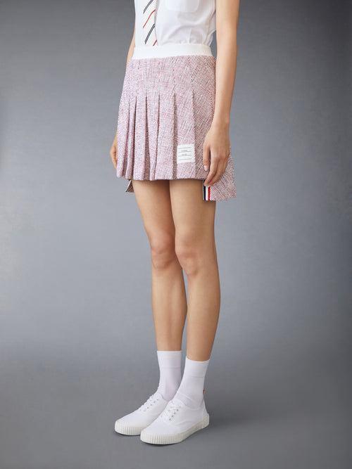 COTTON TWEED MINI PLEATED SKIRT