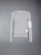 COTTON OTTOMAN RIB 4-BAR CREW NECK SWEATSHIRT - LT GREY