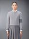 MERINO WOOL 4-BAR CROPPED CABLE PULLOVER - LT GREY