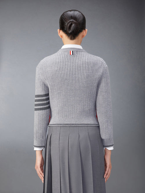 MERINO WOOL 4-BAR CROPPED CABLE PULLOVER