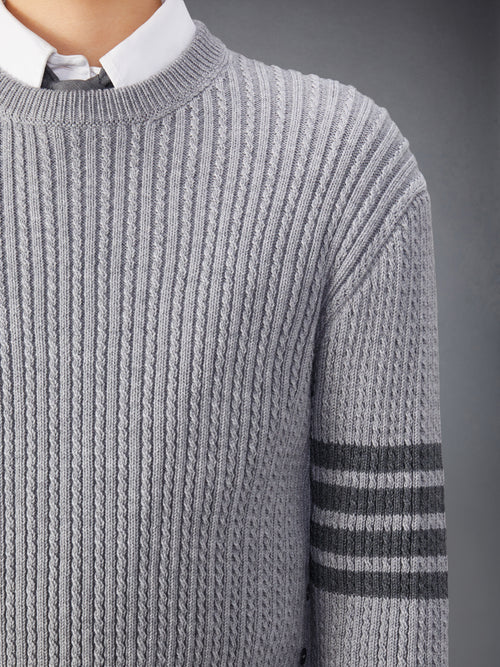 MERINO WOOL 4-BAR CROPPED CABLE PULLOVER