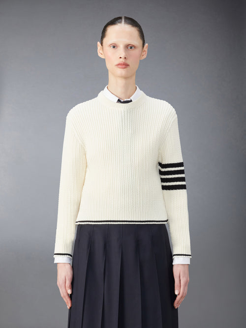 MERINO WOOL 4-BAR CROPPED CABLE PULLOVER