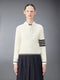 MERINO WOOL 4-BAR CROPPED CABLE PULLOVER - WHITE