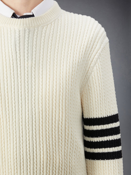 MERINO WOOL 4-BAR CROPPED CABLE PULLOVER