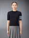 MERINO WOOL JERSEY STITCH 4-BAR TEE - NAVY