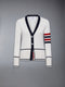 CLASSIC CASHMERE 4-BAR V NECK CARDIGAN - WHITE