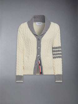 CLASSIC WOOL 4-BAR CABLE KNIT CARDIGAN