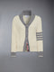 CLASSIC WOOL 4-BAR CABLE KNIT CARDIGAN - WHITE