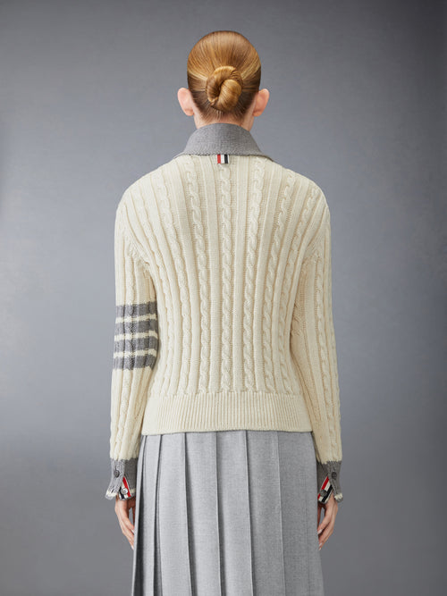 CLASSIC WOOL 4-BAR CABLE KNIT CARDIGAN