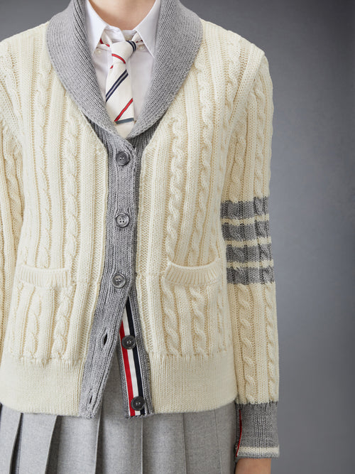 CLASSIC WOOL 4-BAR CABLE KNIT CARDIGAN