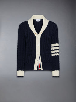 CLASSIC WOOL 4-BAR CABLE KNIT CARDIGAN