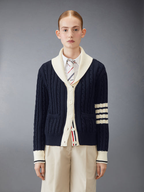 CLASSIC WOOL 4-BAR CABLE KNIT CARDIGAN