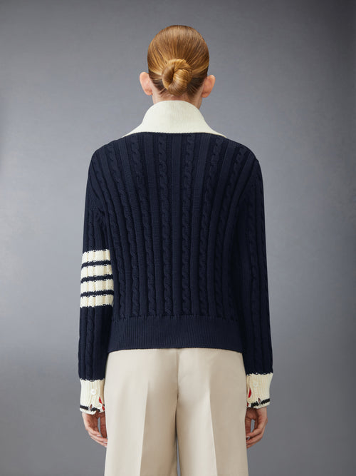 CLASSIC WOOL 4-BAR CABLE KNIT CARDIGAN