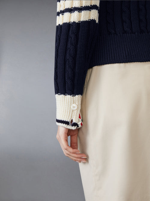 CLASSIC WOOL 4-BAR CABLE KNIT CARDIGAN