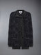 EYELASH TWEED JACQUARD NECK TIE CARDIGAN - BLACK