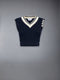 CLASSIC CABLE 4-BAR V NECK VEST - NAVY