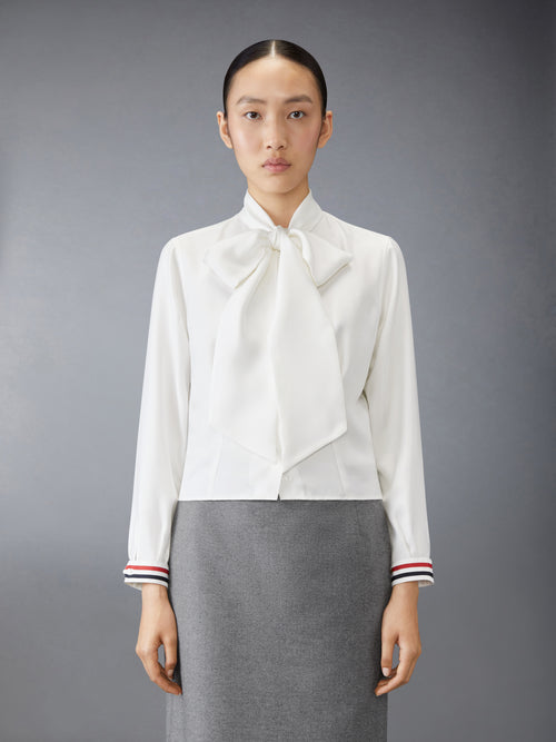 SILK TWILL BOW COLLAR BLOUSE