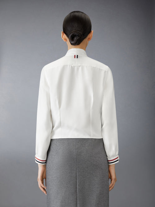 SILK TWILL BOW COLLAR BLOUSE