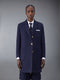 Flannel 4-Bar Sack Overcoat - NAVY