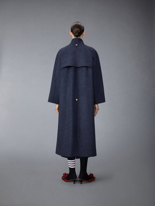 HERRINGBON HARRIS TWEED MIDI RAGLAN FUNNEL NECK COAT