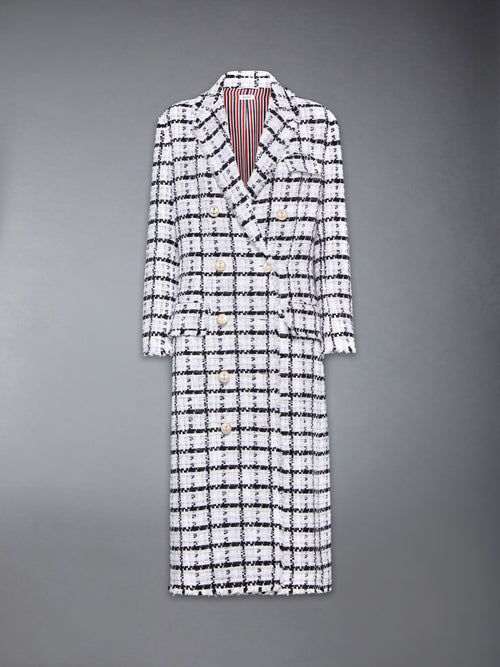 WINDOWPANE CHECK CHIFFON TWEED FRAY OVERSIZED CHESTERFIELD COAT