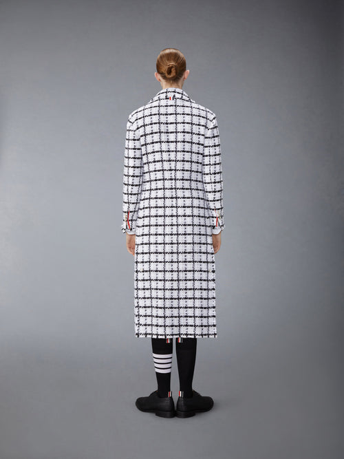 WINDOWPANE CHECK CHIFFON TWEED FRAY OVERSIZED CHESTERFIELD COAT