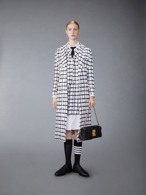 WINDOWPANE CHECK CHIFFON TWEED FRAY OVERSIZED CHESTERFIELD COAT