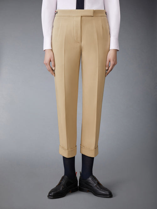 COTTON GABARDINE LOW RISE SLIM TROUSERS