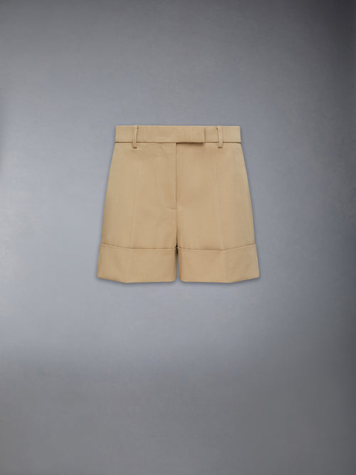 PIECE DYED COTTON GABARDINE BELTLOOP SACK SHORT