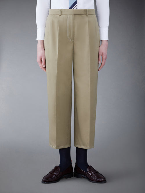 TWILL RELAXED PLEATED TROUSER