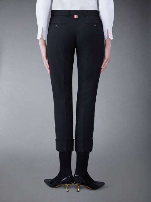 WOOL LOW RISE CIGARETTE TROUSERS