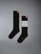 CHILDREN'S COTTON 4-BAR KNEE HIGH SOCKS - BLACK