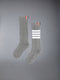 CHILDREN'S COTTON 4-BAR KNEE HIGH SOCKS - MED GREY