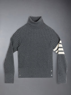 CHILDREN'S WOOL CABLE KNIT 4-BAR TURTLENECK