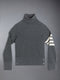 CHILDREN'S WOOL CABLE KNIT 4-BAR TURTLENECK - MED GREY