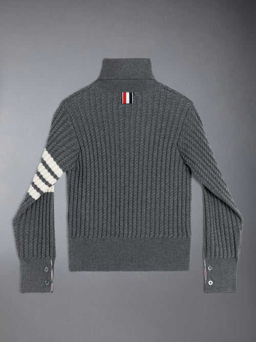 CHILDREN'S WOOL CABLE KNIT 4-BAR TURTLENECK