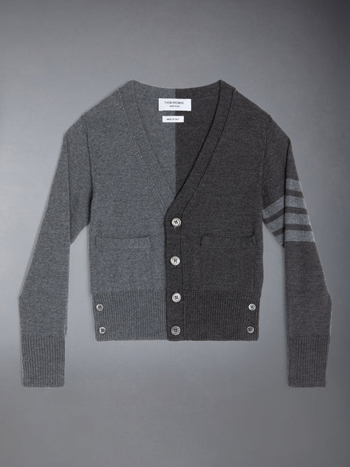 CHILDREN'S FUNMIX WOOL 4-BAR V-NECK CARDIGAN