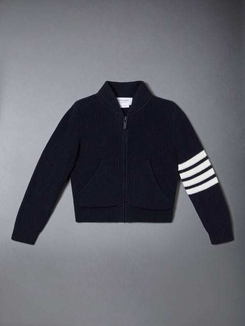 COTTON 4-BAR ZIP UP CARDIGAN