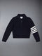 COTTON 4-BAR ZIP UP CARDIGAN - NAVY