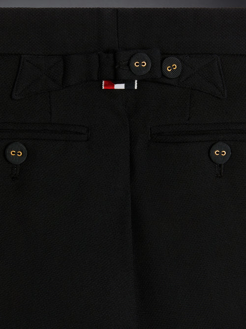 Black Wool Pique Suiting Tuxedo Bermuda Shorts