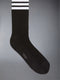 LIGHTWEIGHT COTTON 4-BAR ATHLETIC MID CALF SOCKS - BLACK