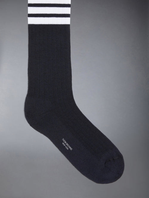 LIGHTWEIGHT COTTON 4-BAR ATHLETIC MID CALF SOCKS