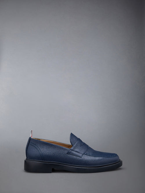 Pebble Grain Leather Rubber Sole Penny Loafer