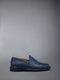 Pebble Grain Leather Rubber Sole Penny Loafer - NAVY