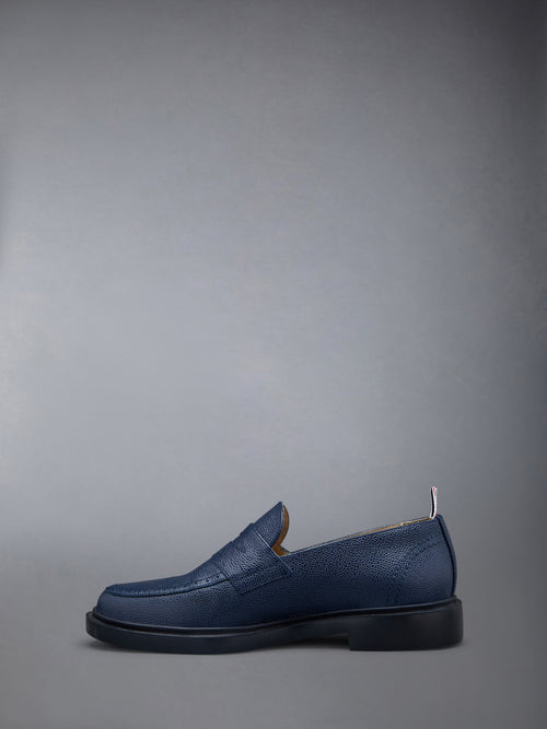 Pebble Grain Leather Rubber Sole Penny Loafer